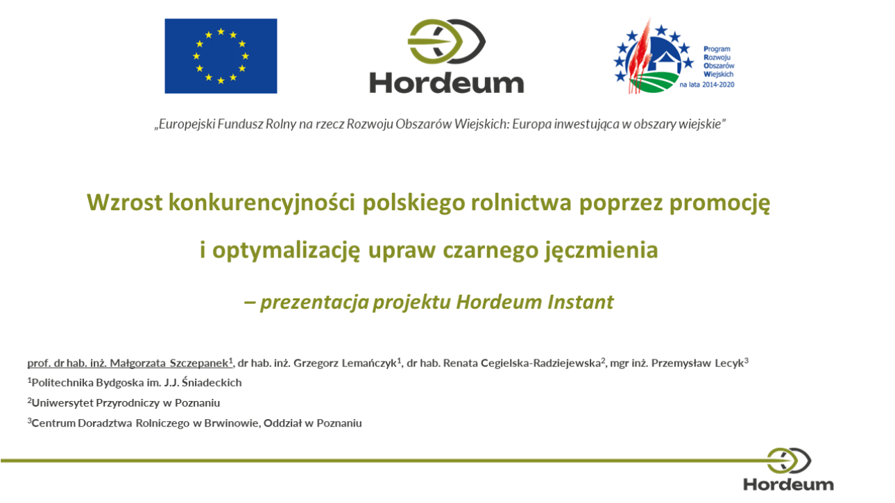 Prezentacja  projektu na konferencji naukowej Instytutu Ochrony Roślin – PIB pt. „Zrównoważone rolnictwo i ochrona roślin”
